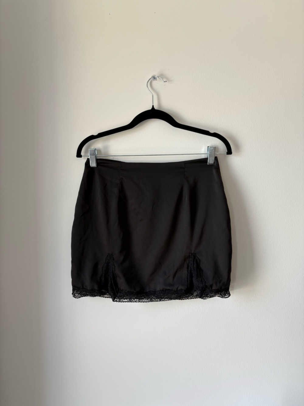 Black Lace Trim Mini Skirt